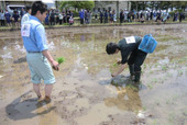 カゴがバトンがわりです
