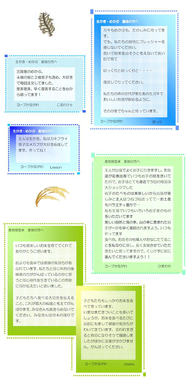 産地指定米の産地の方へ、生かき・めかぶの産地の方へ