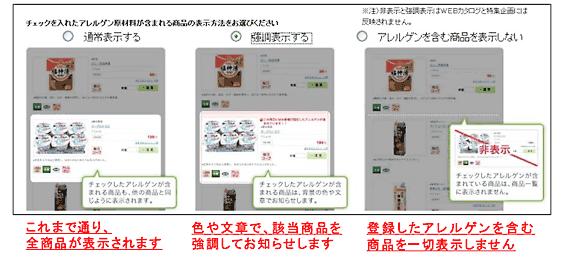 アレルゲンを含む商品の表示形式は３とおり