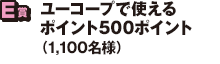 E賞 ユーコープで使えるポイント500ポイント（1,100名様）