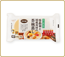 濃いだしと卵が薫る 小さなごちそう CO・OP味菜卵と国産具材の茶碗蒸し 具材がいっぱいで副菜の一品になりますね。レンジであたためると香りが増しておいしいです。 （たらちゃんさん）