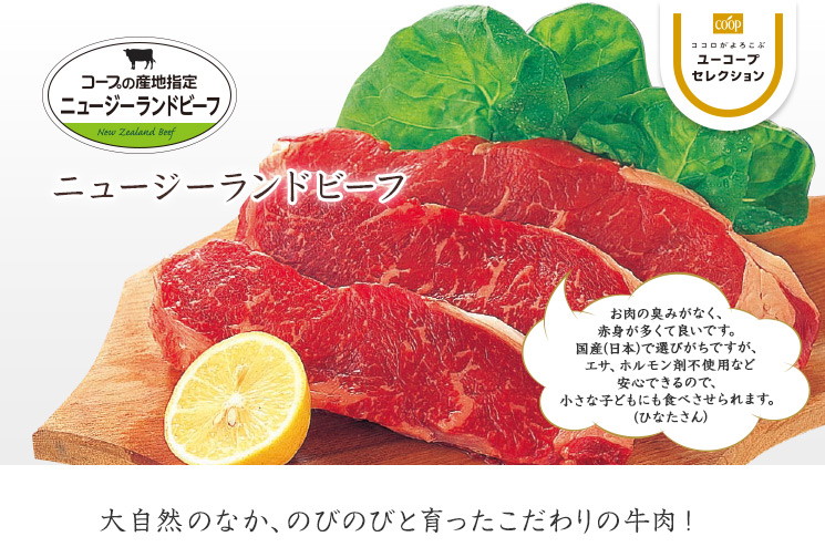 大自然のなか、のびのびと育ったこだわりの牛肉！ コープの産地指定 ニュージーランドビーフ 